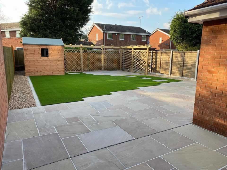 raj green sandstone paving